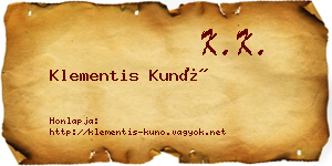 Klementis Kunó névjegykártya